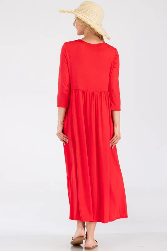 Asymmetric Tiered Midi-Dress - Dk Coral - Image 4